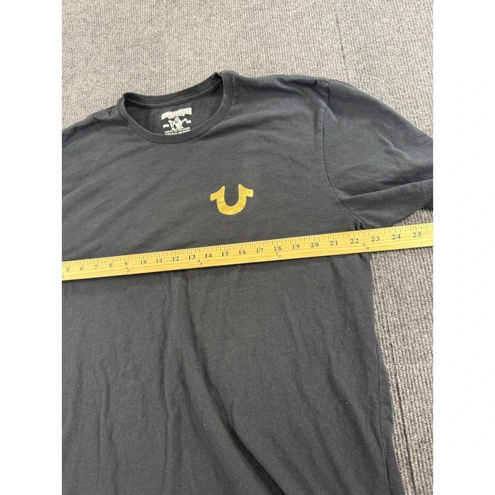 True Religion Mens Black Yellow Buddha World Tour Graphic T-Shirt XXL
